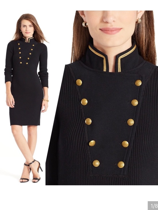 Lauren Ralph Lauren Dresses & Skirts - Vintage Lauren Ralph Lauren Military Style Double Breast Bib Front Ribbed Knit
